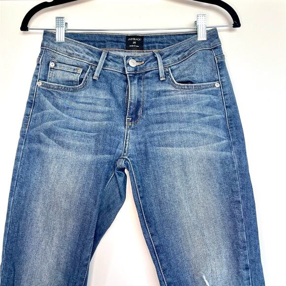 Just Black Skinny Distressed Mid Wash Cotton Blend Jeans Size 25 - Picture 4 of 9
